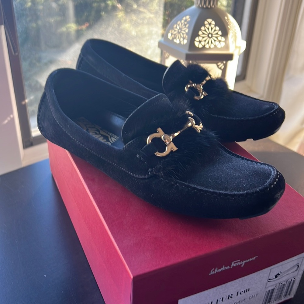 Ferragamo fur flats
